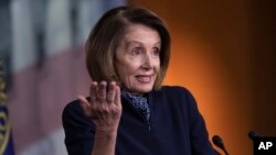 House Democratic leader Nancy Pelosi of California holds a news conference at the Capitol in Washington, Dec. 13, 2018. 