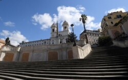 Rome's Spanish Steps are seen empty as Italy tightens measures to try and contain the spread of coronavirus in Italy, March 24, 2020.
