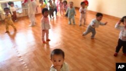 지난해 5월 북한 평양 보육원의 아이들. (자료사진)