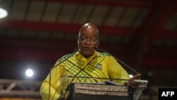 Le président de l'Afrique du Sud, Jacob Zuma, prend la parole lors de la 54ème conférence nationale de l'ANC (African National Congress) à Johannesburg, le 16 décembre 2017.