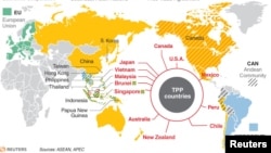 The 12 countries in the Trans-Pacific Partnership