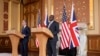 US Secretary of State Antony Blinken and Britain's Foreign Secretary David Lammy (R) hold a joint press conference at the Foreign, Commonwealth & Development Office (FCDO) in London on September 10, 2024.