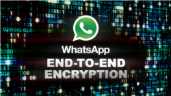 The WhatsApp logo featuring end-to-end encryption.