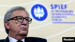 European Commission President Jean-Claude Juncker attends a session of the St. Petersburg International Economic Forum 2016 (SPIEF 2016) in St. Petersburg, Russia, June 16, 2016. 