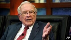 Berkshire Hathaway Chairman and CEO Warren Buffett speaks during an interview in Omaha, Neb., May 7, 2018.