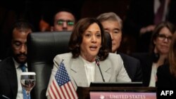 카멀라 해리스 미국 부통령이 지난 6일 인도네시아 자카르타에서 진행된 미-동남아시아국가연합(ASEAN·아세안) 정상회의에서 발언하고 있다. 해리스 부통령은 조 바이든 대통령을 대신해 이번 행사에 참석했다. (자료사진)