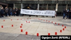 Serbia - The gathering in solidarity with the family of David Dragicevic, entitled "The Heart for David - Belgrade near Banja Luka", began on the plateau outside the Faculty of Philosophy in downtown Belgrade. 26. December 2018