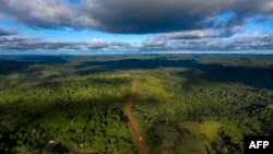 Vue aérienne de la route Transamazonica près de Medicilandia dans l'État de Para au Brésil, le 13 mars 2019.