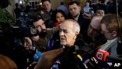 Yahya Al-Aridi, spokesman for the Syrian opposition, speaks to the media ahead of the Syria peace talks in Astana, Kazakhstan, Jan. 24, 2017.