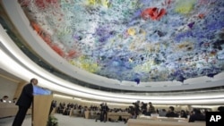 Iran's Foreign Minister Ali Akbar Salehi addresses the 19th session of the Human Rights Council at the United Nations in Geneva, February 27, 2012.