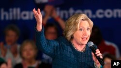 FILE - Democratic presidential candidate Hillary Clinton speaks during a campaign stop in Council Bluffs, Iowa, Jan. 5, 2016. The State Department’s search for documents during Secretary of State Hillary Clinton’s tenure contributed to "inaccurate and incomplete” responses under federal open records laws, including the existence of her private email account, the agency’s watchdog will report.