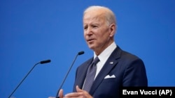 조 바이든 미국 대통령이 24일 벨기에 브뤼셀에서 북대서양조약기구(NATO·나토)와 주요7개국(G7) 정상회의에 참석한 뒤 기자회견하고 있다.