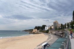 FILE - This general view shows an empty Coogee beach in Sydney on April 16, 2020.