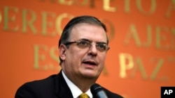 Mexican ​Foreign Minister Marcelo Ebrard speaks during a news conference at the Embassy of Mexico in Washington, Sept. 10, 2019. 
