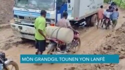 Otomobilis, Chofe Kamyon Gaz Plenyen pou Sityasyon Mòn Grangil ki Lakoz Wout Nasyonal Bloke 