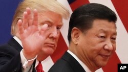 Predsjednici Donald Trump i Xi Jinping poslije razgovora u Pekingu 9. novembra, 2017. 