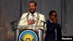 FILE - Ethiopia's Prime Minister Abiy Ahmed speaks in Washington, July 28, 2018.