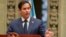 Sekrete d Eta Etazini Marco Rubio bay yon konferans pou lapres konjwen ak Prezidan Guatemala Bernardo Arevalo nan Guatemala Siti, 5 Fevriye 2025. 