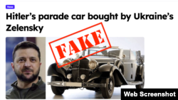 Tangkapan layar dari situs Seattle Tribune yang menyebarkan berita palsu terkait pembelian mobil Hitler oleh Presiden Ukraian Volodymyr Zelenskyy. (Foto: Tangkapan layar) 