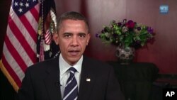 US President Barack Obama delivers his weekly radio, TV and Internet address, 13 Nov 2010
