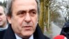 Michel Platini arrive au QG de la FIFA, Suisse, le 15 février 2019.