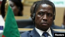 FILE - Zambian President Edgar Lungu is seen at the 24th Ordinary session of the Assembly of Heads of State and Government of the African Union (AU) at the organization's headquarters in Ethiopia's capital Addis Ababa, January 30, 2015.