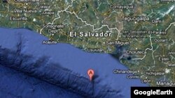 Peta El Salvador yang sedang terkena gempa.