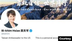 台湾驻美代表萧美琴个人推特(推特截图)