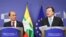မြန်မာသမ္မတ ဦးသိန်းစိန်နဲ့ EU ကော်မရှင်အကြီးအကဲ Jose Manuel Barroso တို့ နှစ်ဦး သတင်းစာရှင်းလင်းပွဲ ပြုလုပ်
နေစဉ် (၅ မတ်လ ၂၀၁၃)