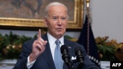 조 바이든 미국 대통령이 2024년 12월 8일 워싱턴 DC 백악관에서 아사드 정권의 급작스러운 붕괴 후 시리아 상황에 관해 기자회견을 했다.