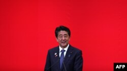 Perdana Menteri Shinzo Abe berpidato di Tokyo, 24 Juli 2019. 