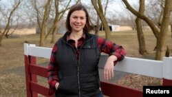 Democratic candidate for Michigan's 8th Congressional District Elissa Slotkin, a former Defense Department official and intelligence analyst, poses on her family farm in Holly, Michigan, April 12, 2018. 