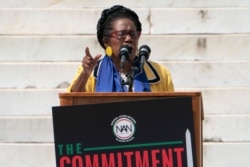 Rep. Sheila Jackson Lee, D-Texas, speaks during the March on Washington, Aug. 28, 2020, at the Lincoln Memorial in Washington.