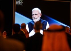 Indian Prime Minister Narendra Modi addresses the participants in Riyadh, Saudi Arabia, Oct. 29, 2019.