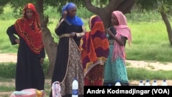 Les éleveurs nomades au bord de la grande voie bitumée en train de vendre le lait caillé, à N'Djamena, le 2 septembre 2017. (VOA/André Kodmadjingar)
