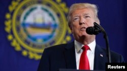 U.S. President Donald Trump delivers remarks at Manchester Community College in Manchester, New Hampshire, March 19, 2018.