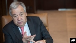 Sekjen PBB Antonio Guterres memberikan keterangan di markas besar PBB di New York, 7 Mei 2019. (Foto: dok).