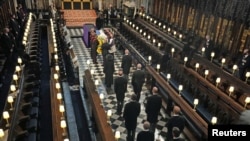 2021년 4월 17일 영국 윈저성 성조지 예배당에서 필립공 장례식이 열리고 있다.