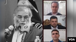 تصاویر از بالا به پایین:‌ ادریس آلی، آزاد شجاعی و رسول احمد محمد به اتهام مشارکت در کشتن محسن فخری‌زاده اعدام شدند 