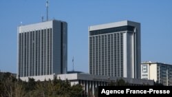 FILE - A view of the Azeri Parliament building in Baku on March 22, 2019. 