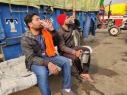 Kulwinder Singh has been at the protest site in India for two months. (A. Pasricha/VOA)