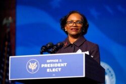 The Biden administration's nominee for chair of the Council on Environmental Quality, Brenda Mallory,&nbsp;speaks at The Queen Theater in Wilmington Del., Dec. 19, 2020.