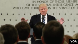 Presiden AS Donald Trump berpidato di CIA (21/1).