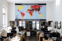 The RSF (Reporters Without Borders) 2021 map of press freedom in Paris, France, April 20, 2021.