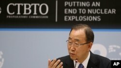 Sekretaris Jenderal PBB Ban Ki-moon di Wina, Austria (27/4).