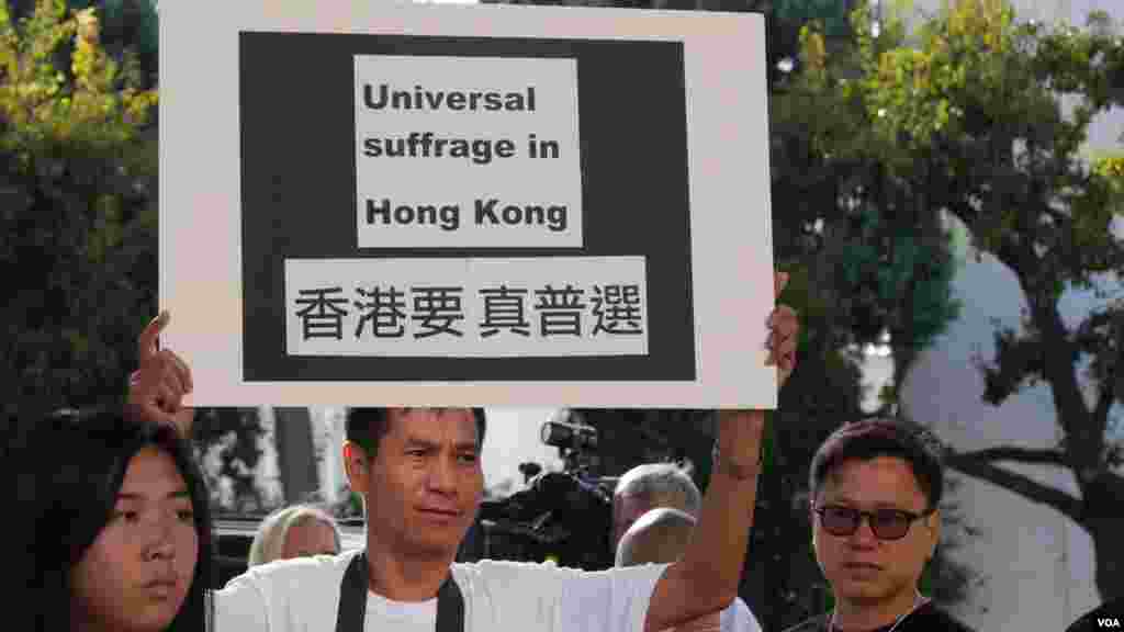 真普选是示威焦点（美国之音国符拍摄）