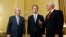 U.S. Senate Majority Leader Mitch McConnell greets Supreme Court nominee Judge Brett Kavanaugh and Vice President Mike Pence for a meeting in his office at the U.S. Capitol on Capitol Hill in Washington, July 10, 2018. 