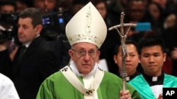 Le pape François lors d'une messe au Vatican, 14 janvier 2018.