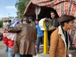 Ali Khafaji, center, a volunteer medic and protester, says demonstrations in Karbala, Iraq, will continue regardless of violent attempts to shut them down, Jan. 25, 2020. (H.Murdock/VOA)