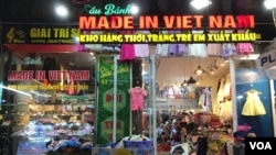 FILE - A shop in Vietnam sells "Made in Vietnam" goods.
